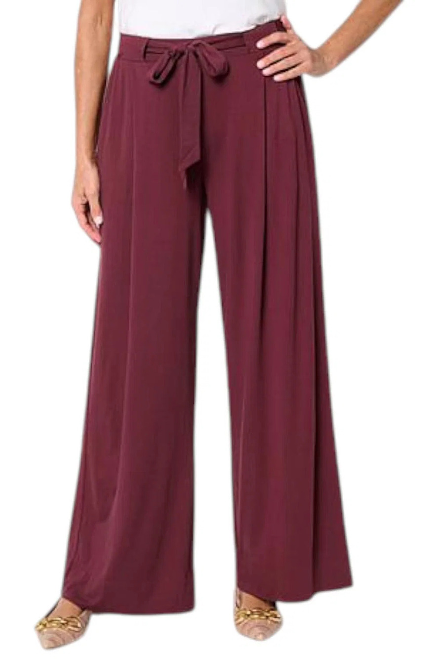 WynneLayers Women's Sorona Jersey Knit Full Length Pant Burgundy - Regular